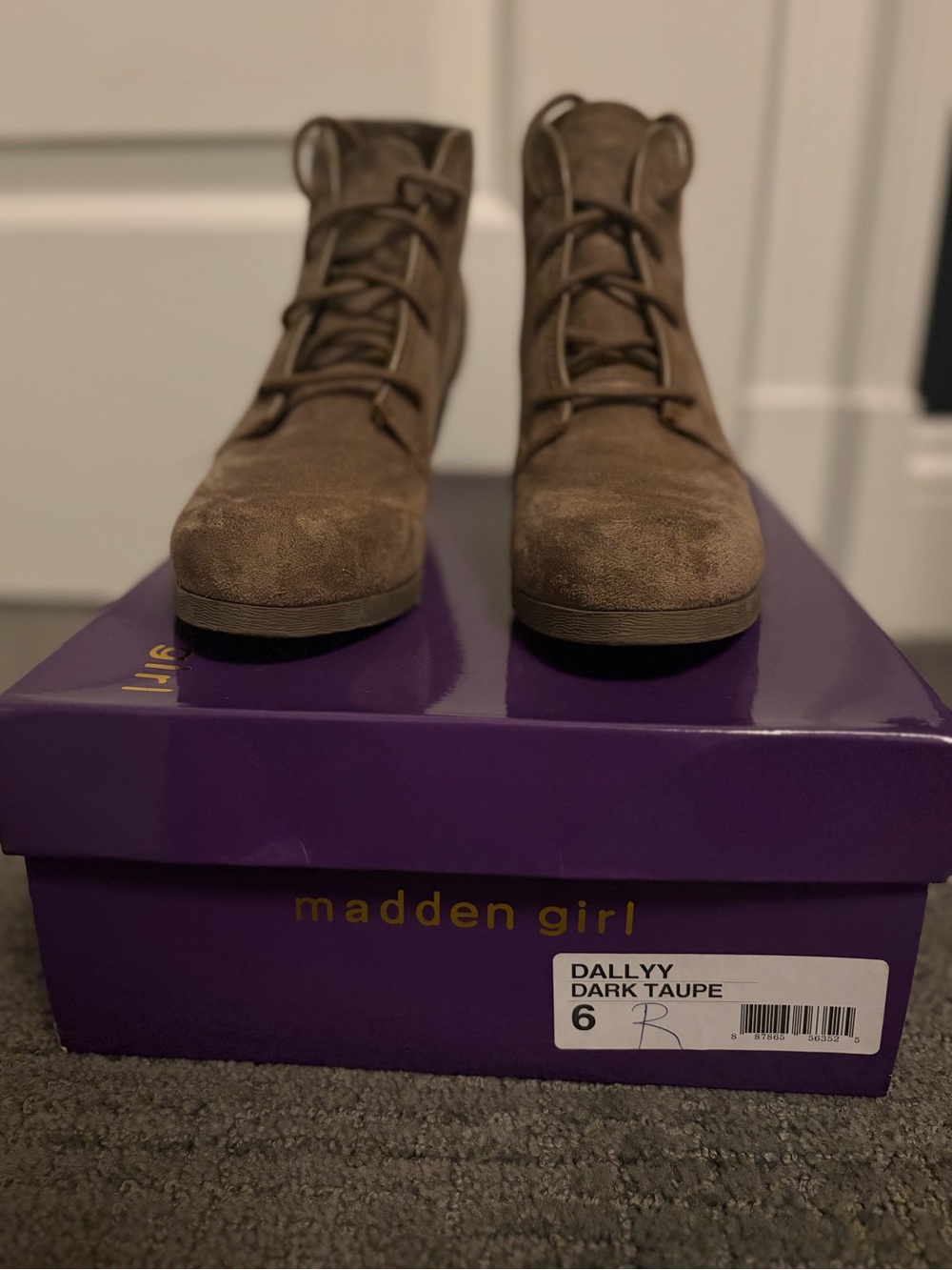 Madden Girl Dark Taupe Lace-Up Ankle Boots